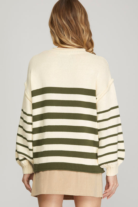 Olive Striped Sweater