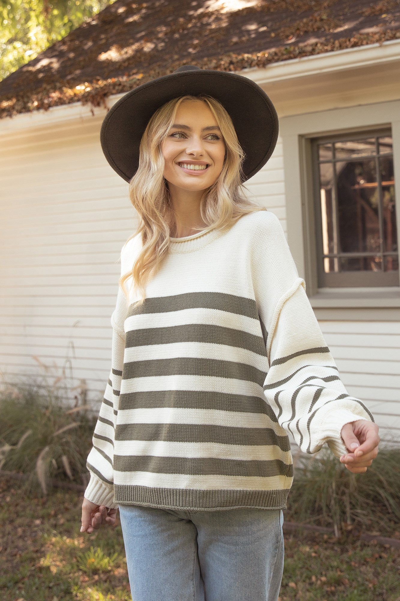 Olive Striped Sweater