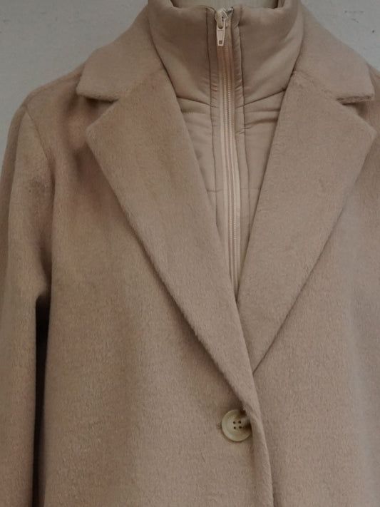 Padded Zipper Contrast Coat