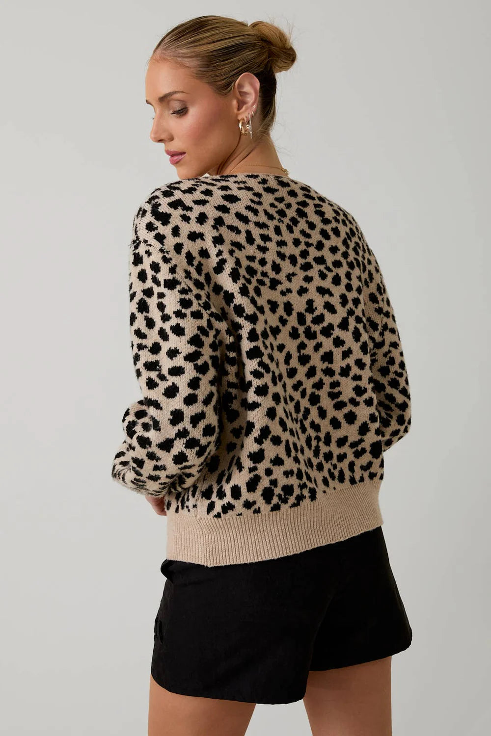 Animal Print Front Tie Cardigan