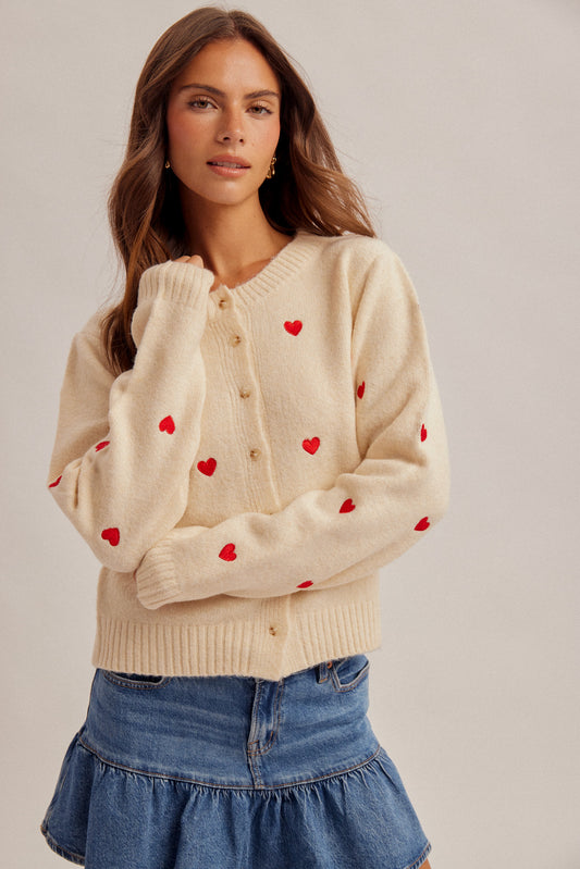 Embroidered Heart Cardigan