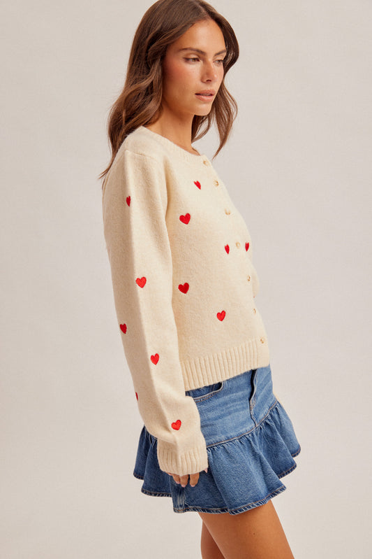 Embroidered Heart Cardigan
