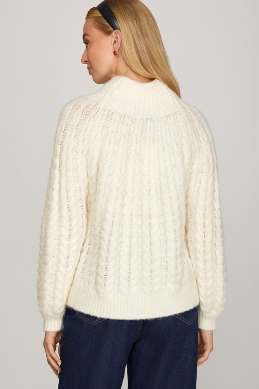 Textured Cable Knit Sweater