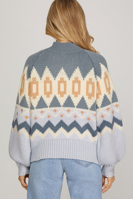Fair Isle Mock Neck Sweater