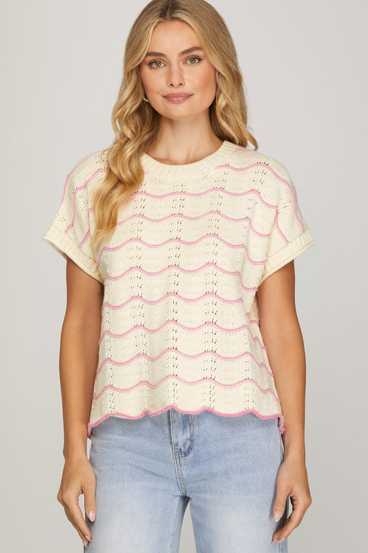 Drop Sleeve Scallop Top