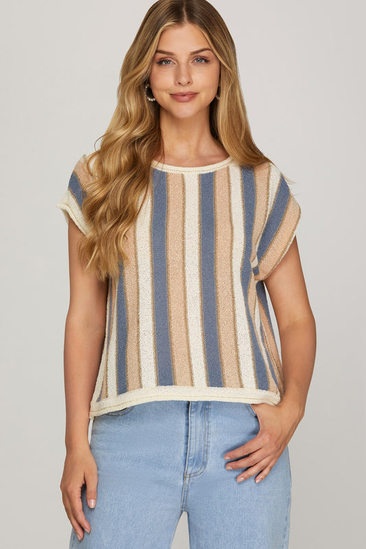 Drop Shoulder Stripe Sweater