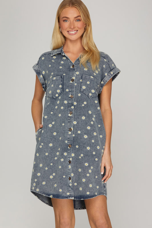 Cuff Collard Shirt Dress