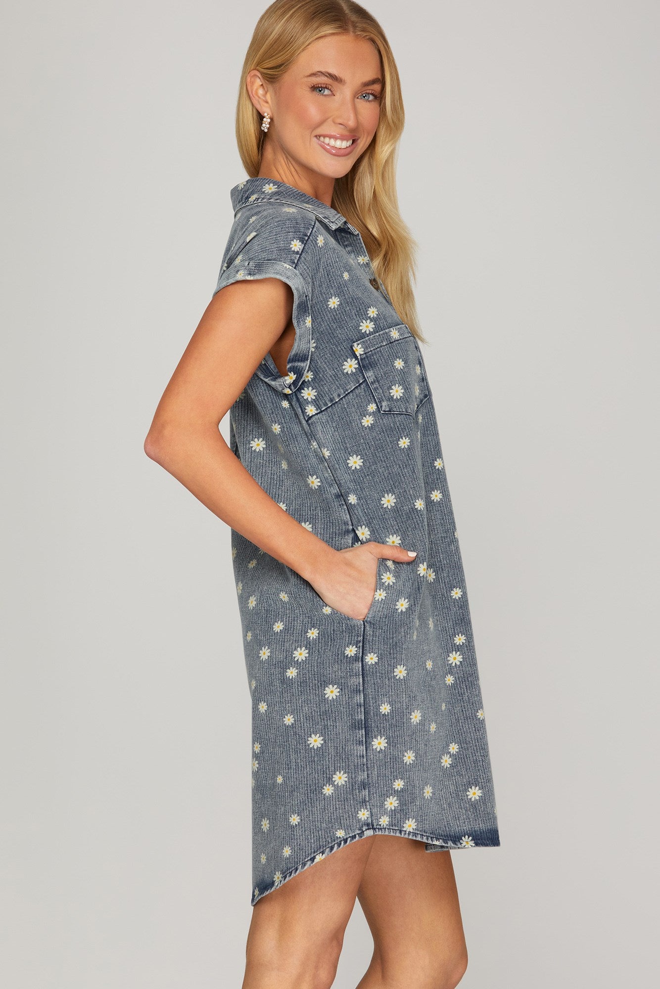 Cuff Collard Shirt Dress