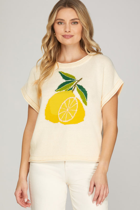 Lemon Print Sweater