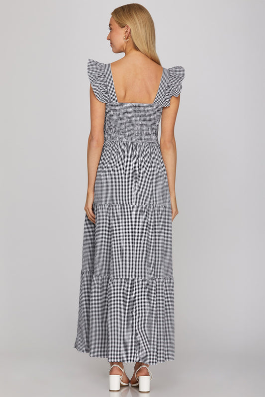 Gingham Checkered Smocked Dress