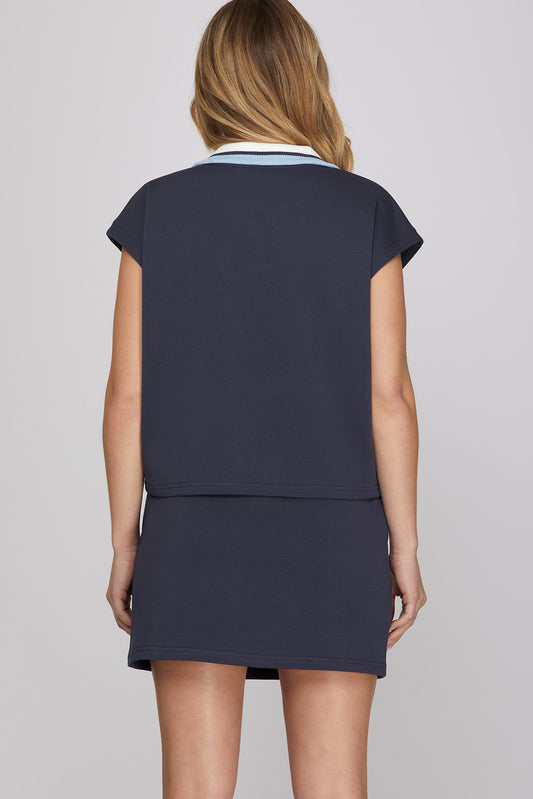 Half Zip Top & Skirt Set