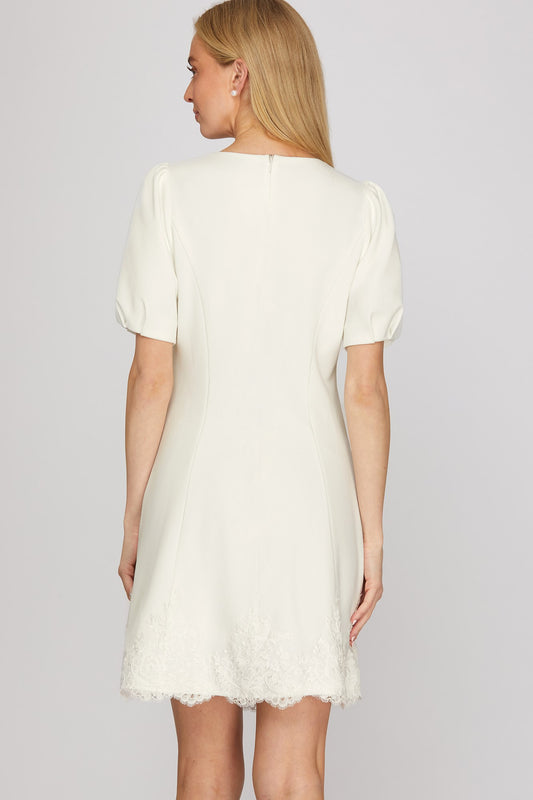 Lace Hem Heavy Knit Dress