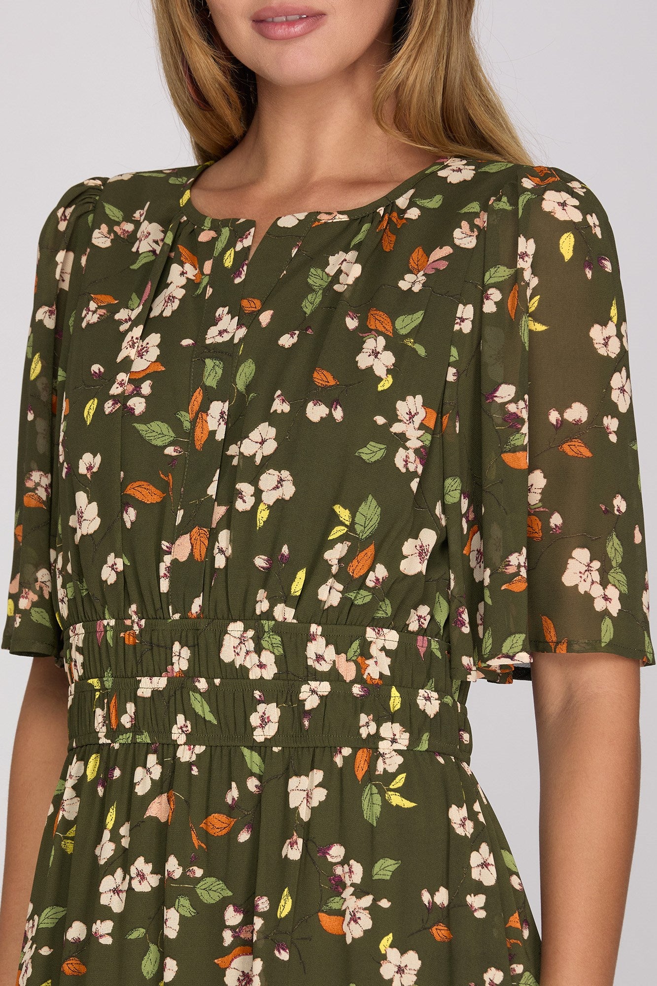 Leaf Print Maxi Dress