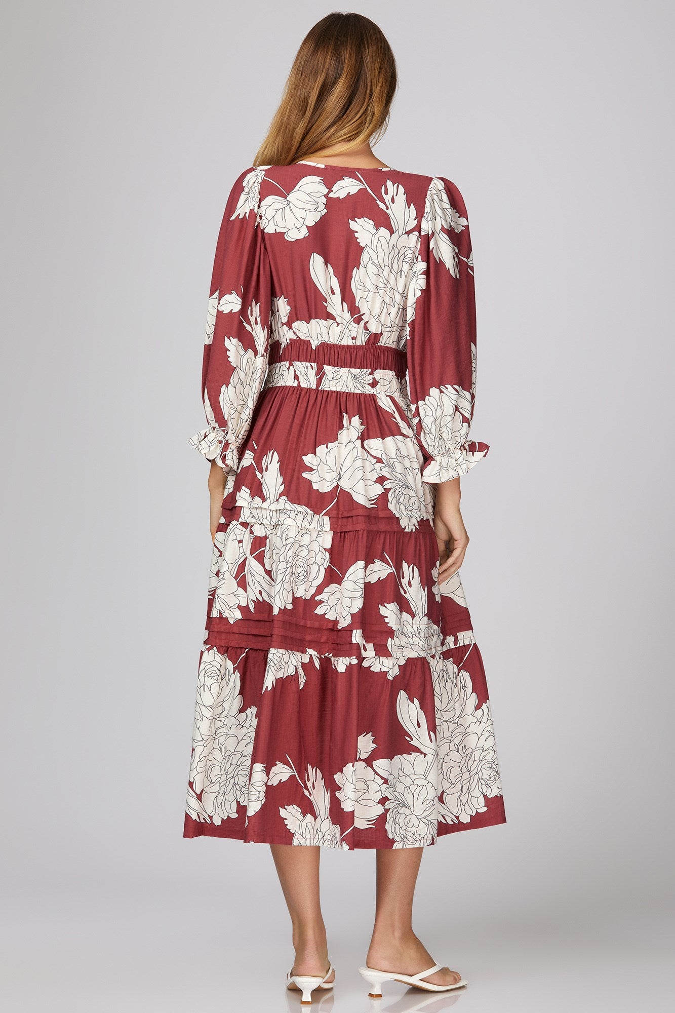 3/4 Sleeve Smocked Dress