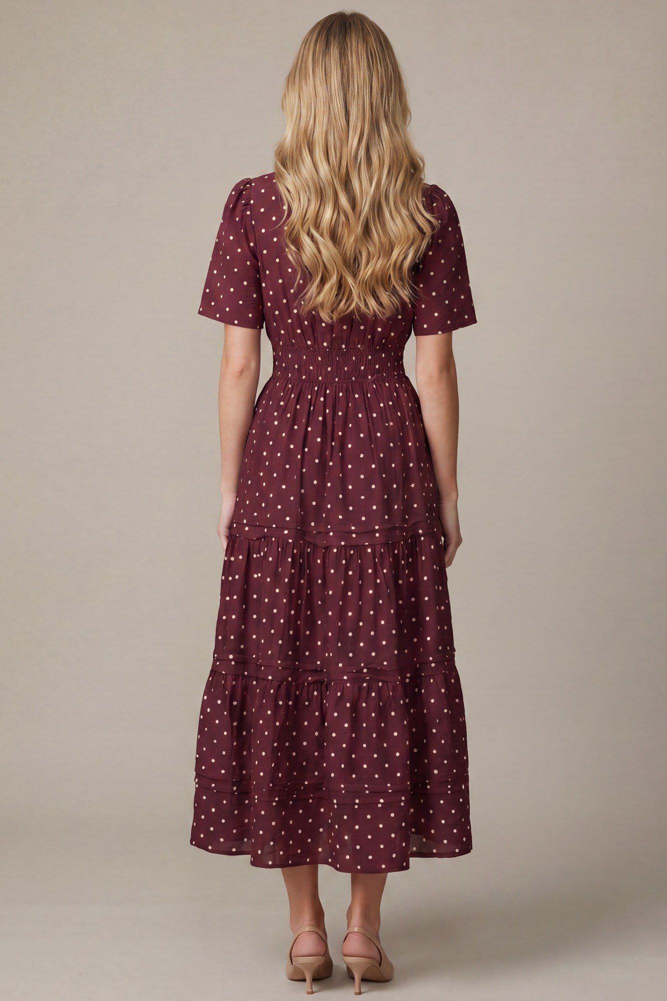Pintuck Polka Dot Dress