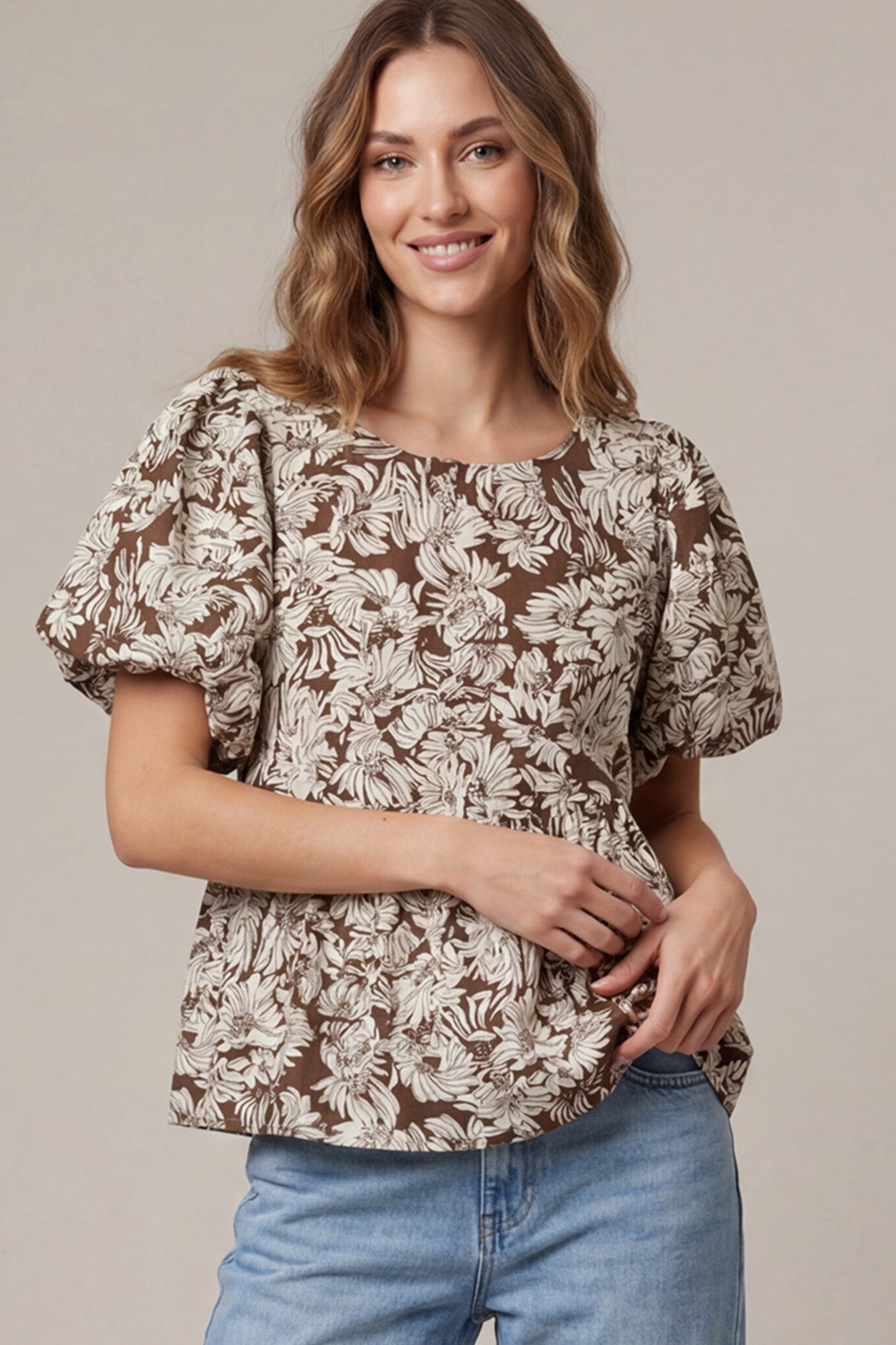 Puff Sleeve Floral Top