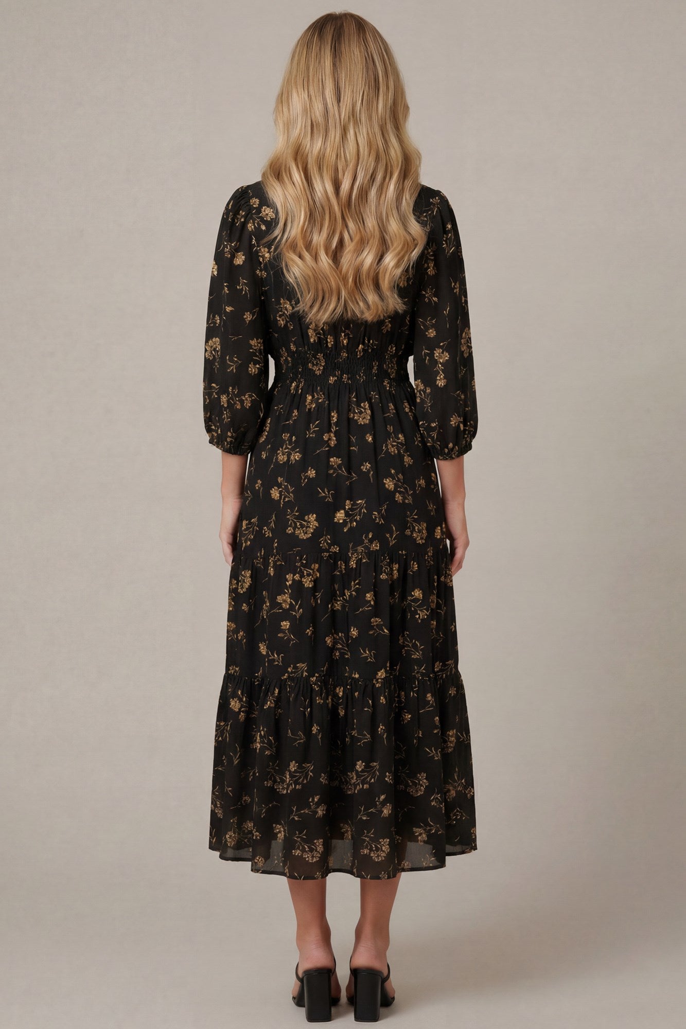 Floral 3/4 Sleeve Dress