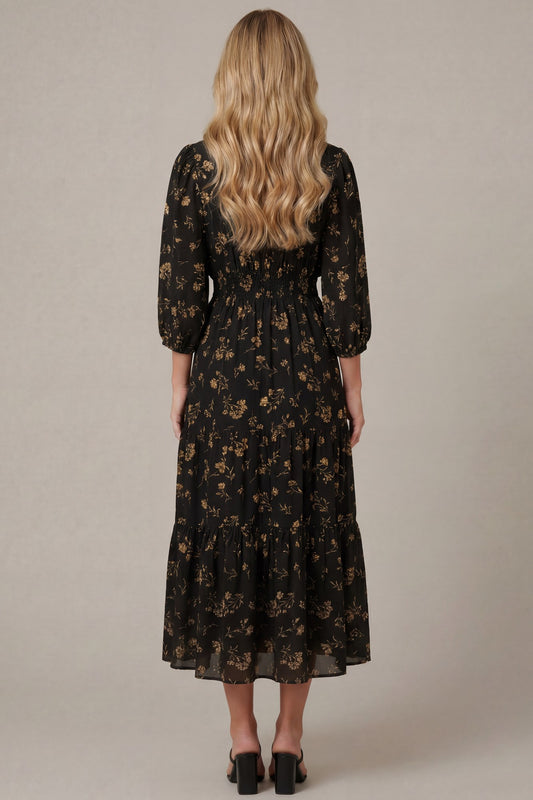 Floral 3/4 Sleeve Dress