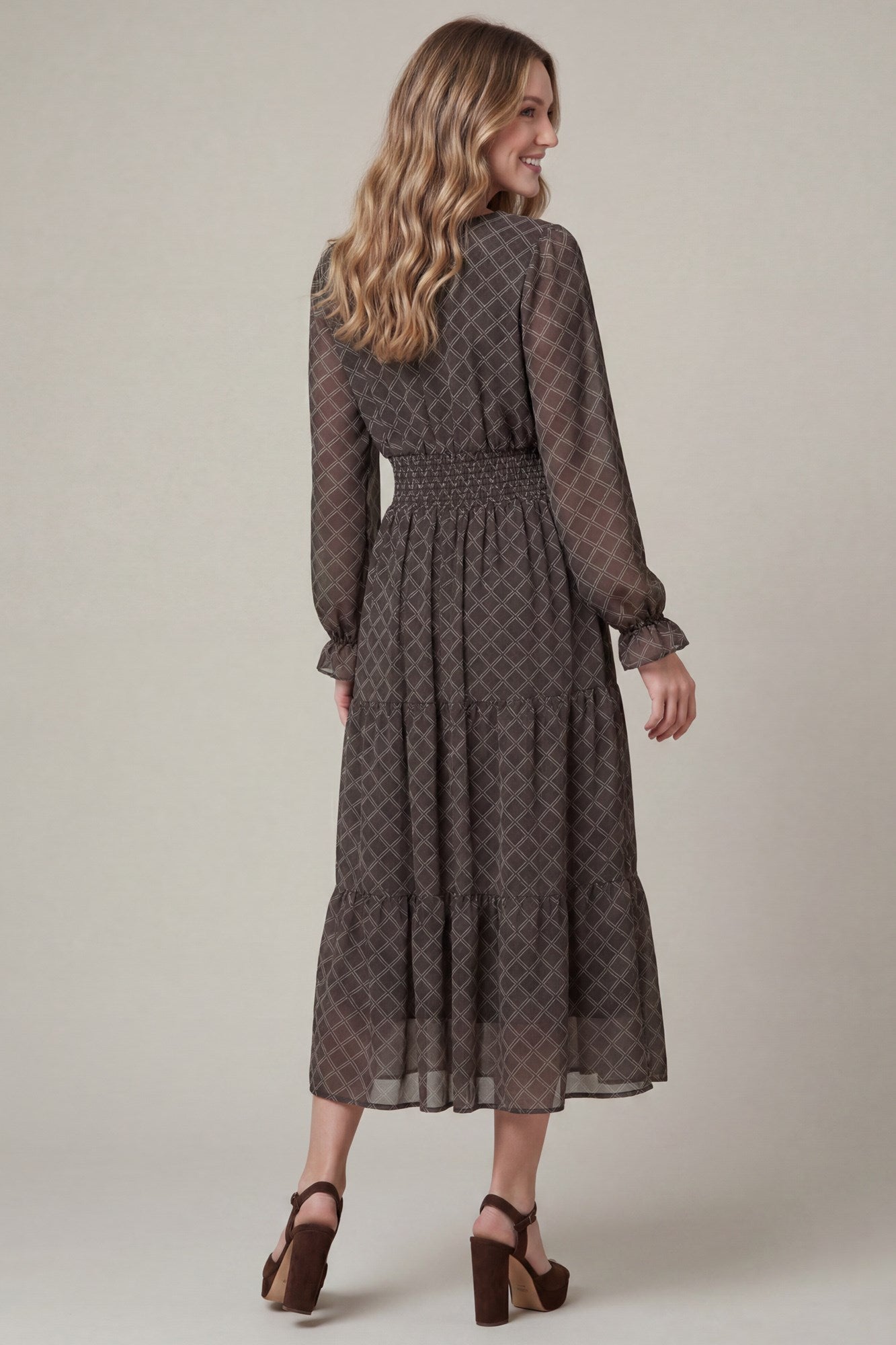 Chiffon Plaid Print Dress