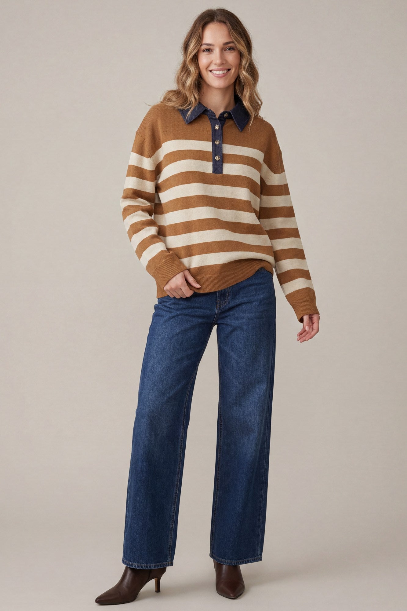 Denim Collar Sweater