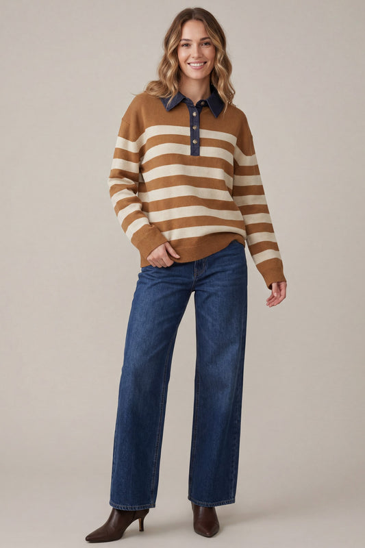 Denim Collar Sweater
