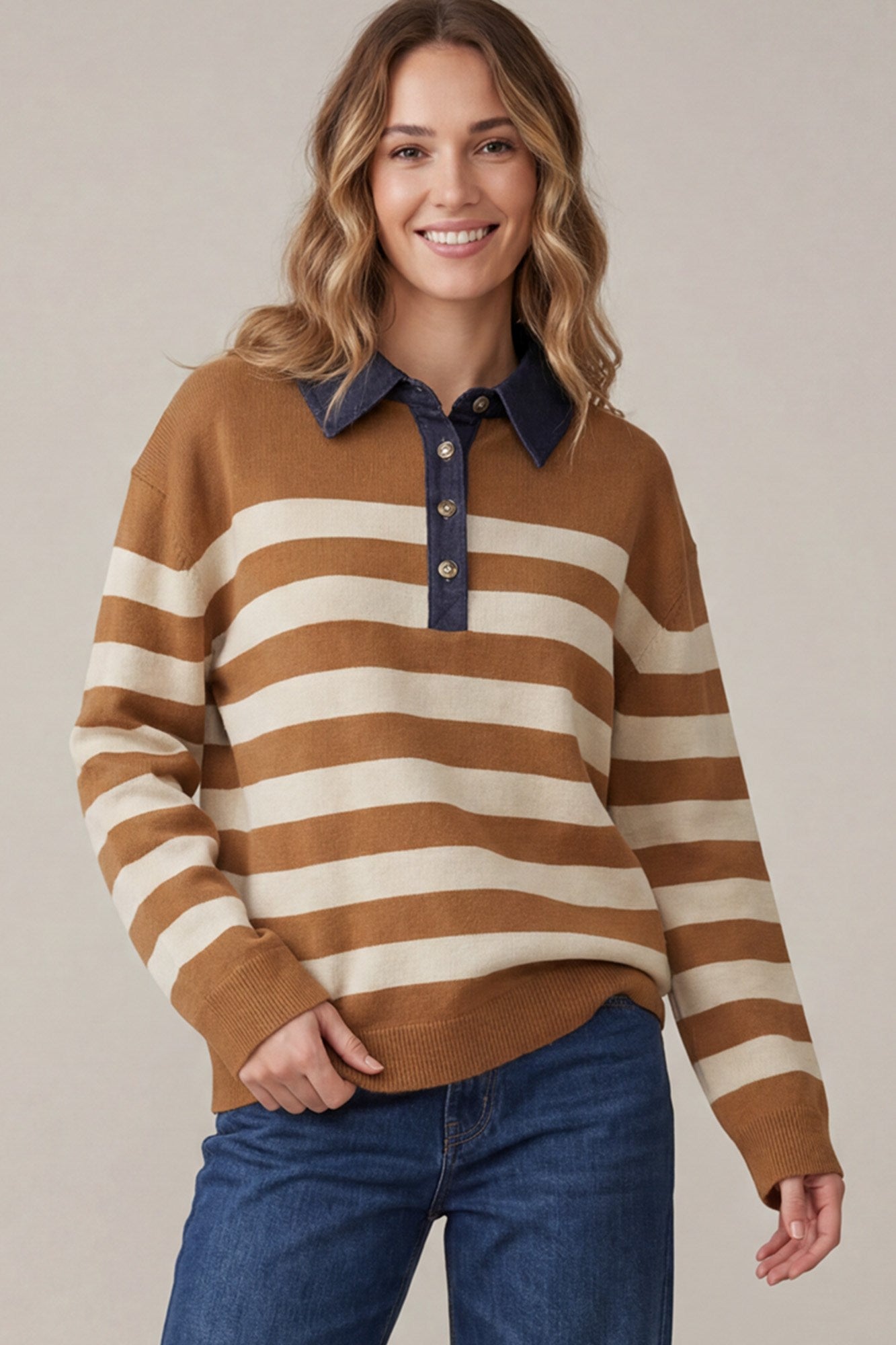 Denim Collar Sweater