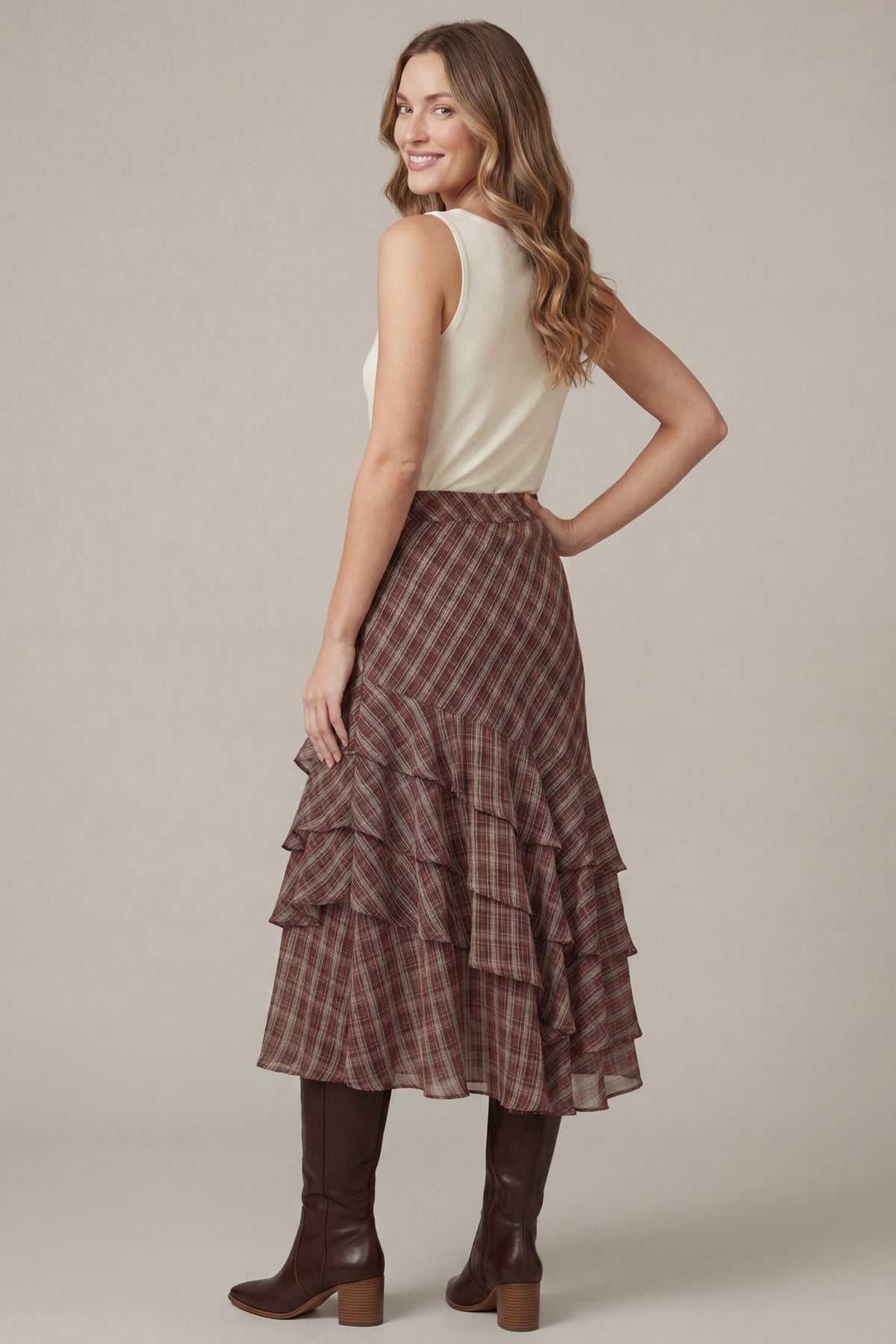 Asymmetrical Plaid Skirt
