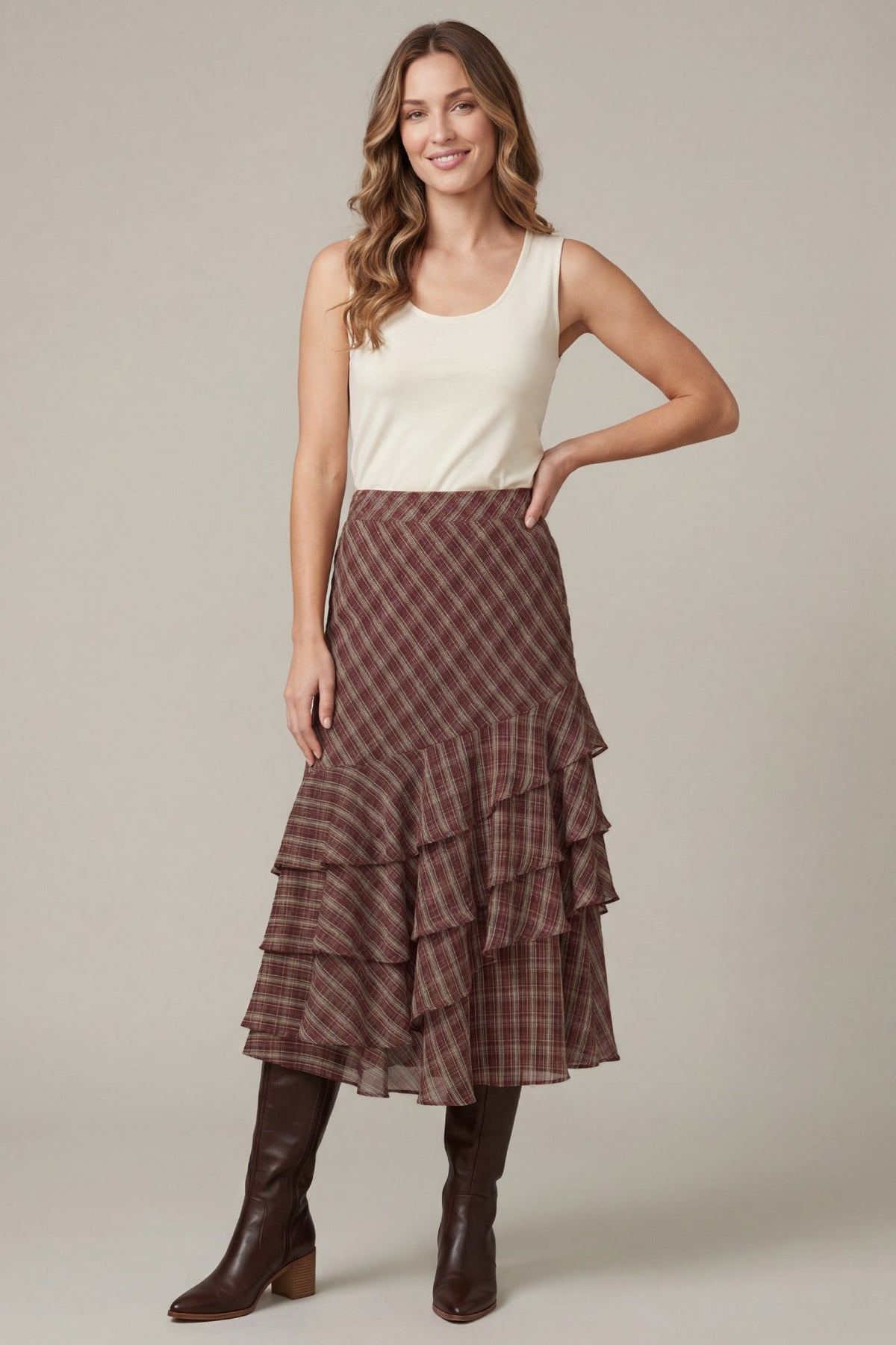 Asymmetrical Plaid Skirt