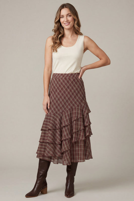 Asymmetrical Plaid Skirt