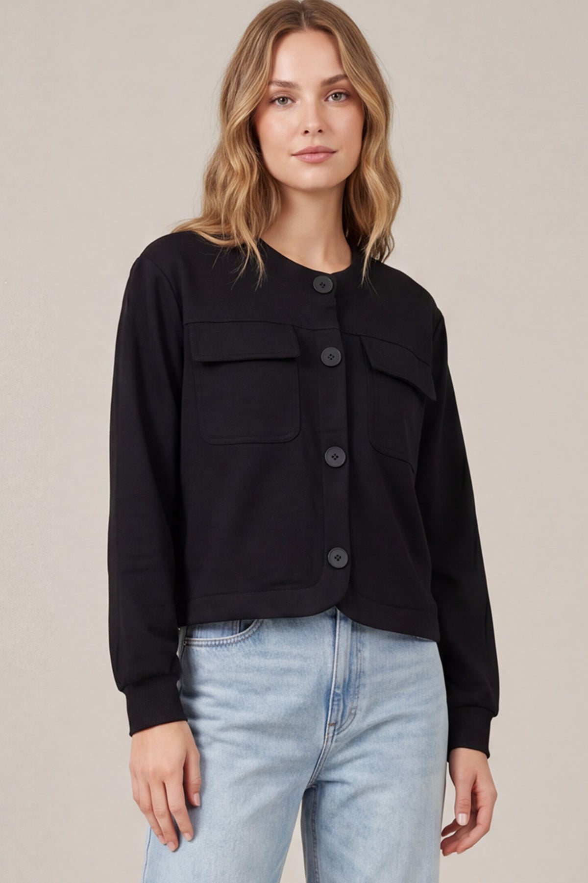 Front Pocket Button Jacket