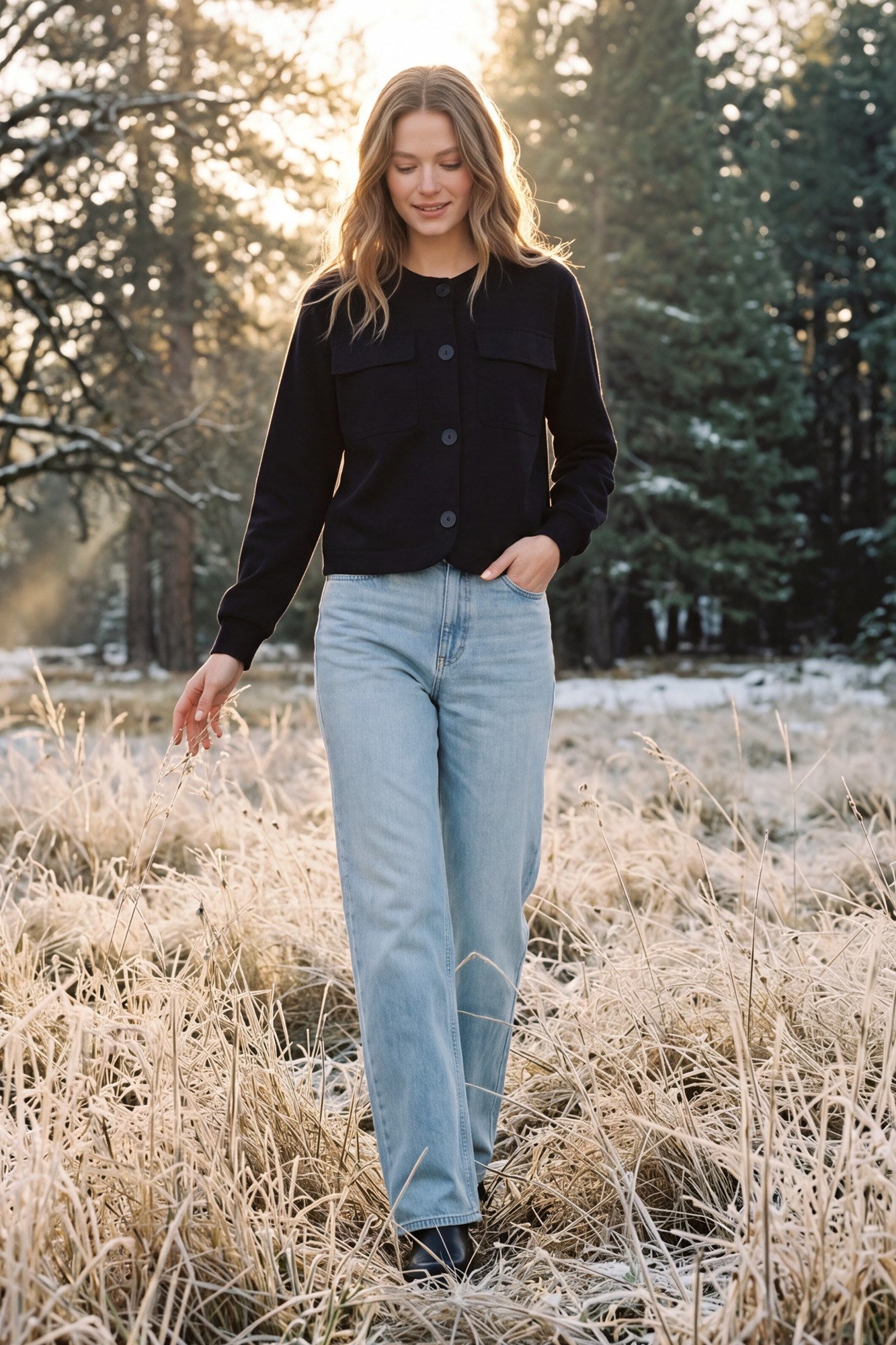 Front Pocket Button Jacket