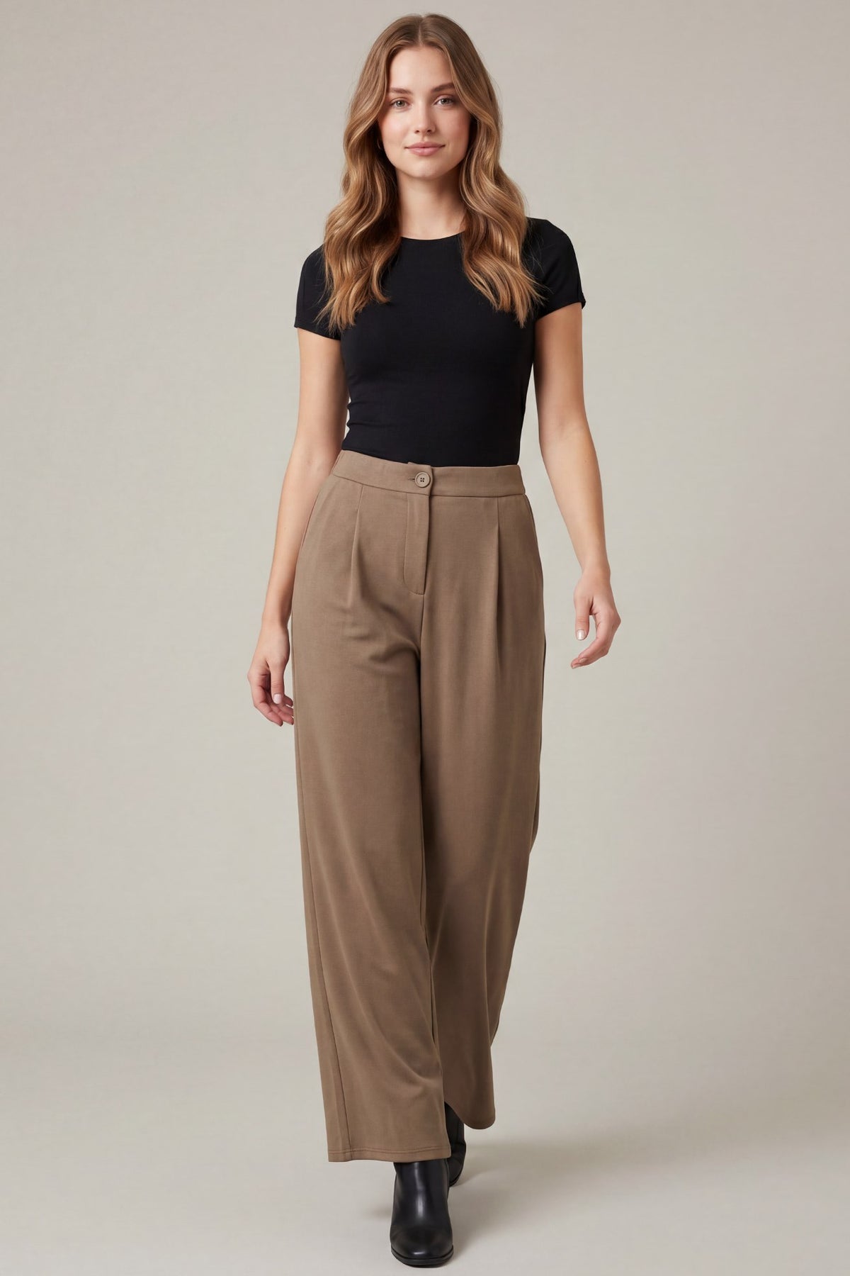 Pleated Knit Pants - Mocha
