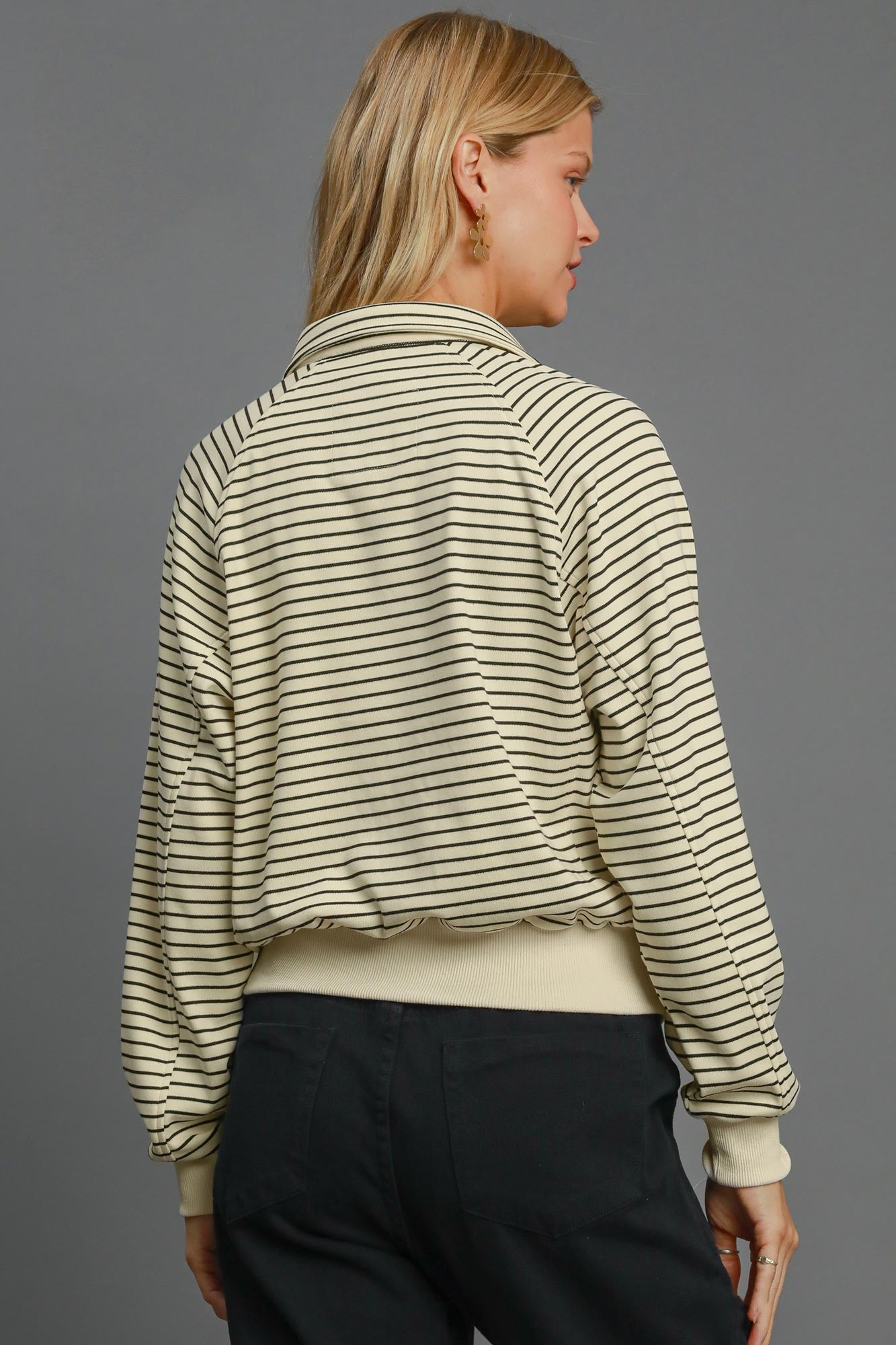 Half Button Stripe Top