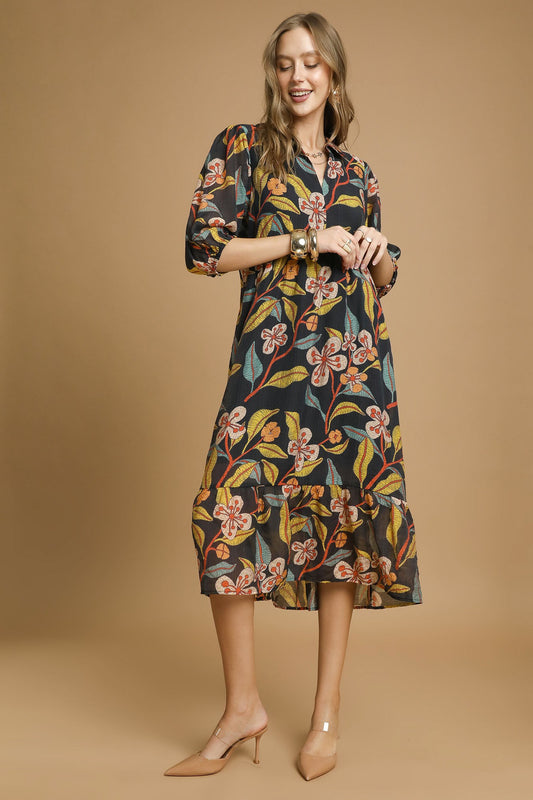 Mixed Florals Tiered Dress