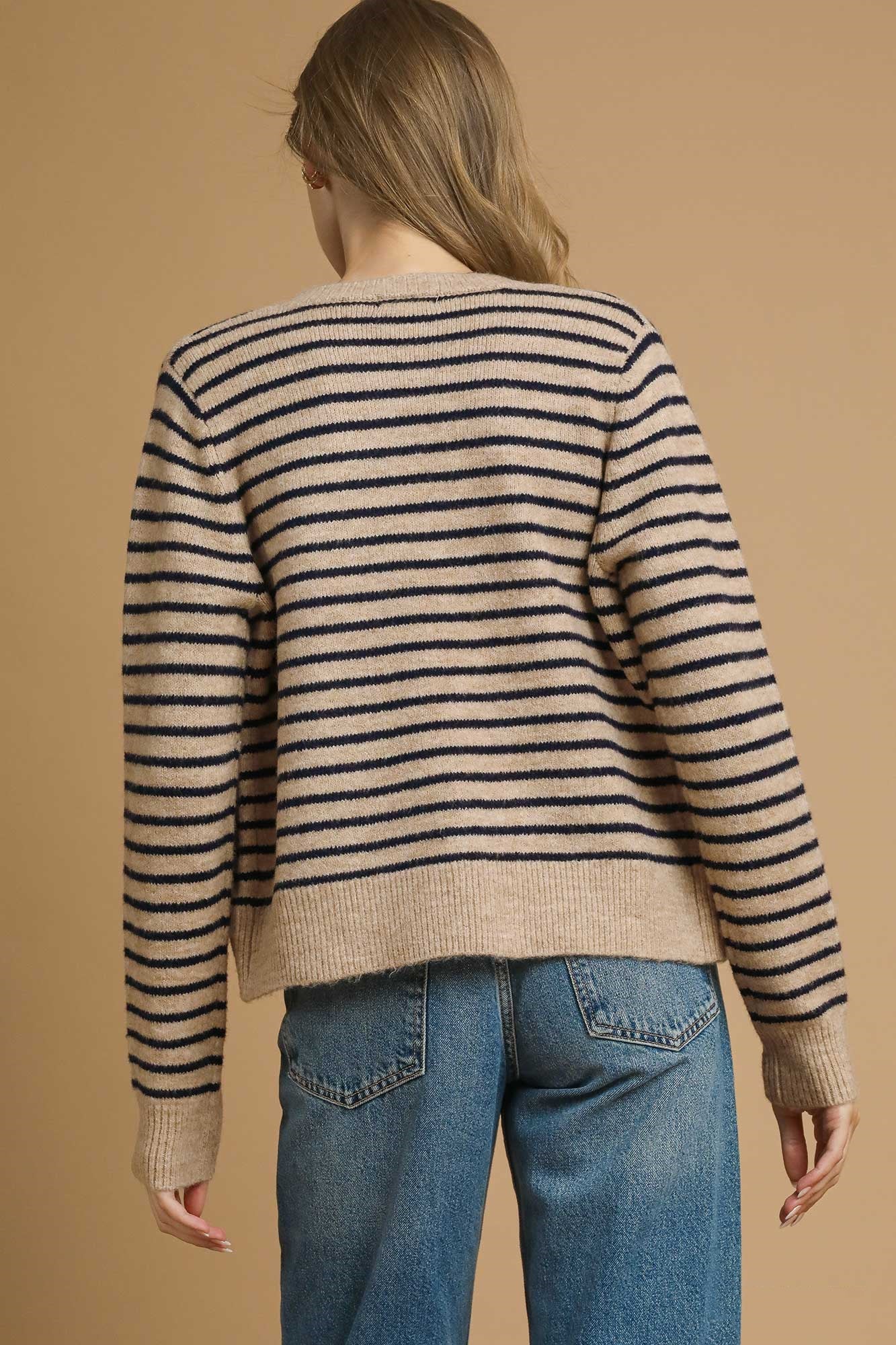 Striped Button-Up Cardigan