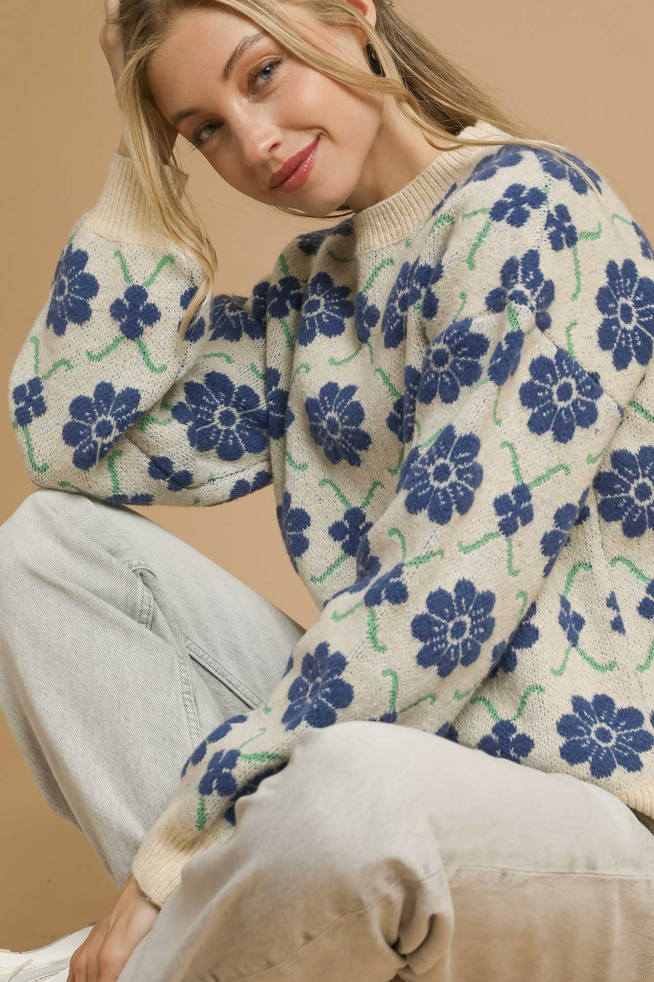Retro Floral Sweater
