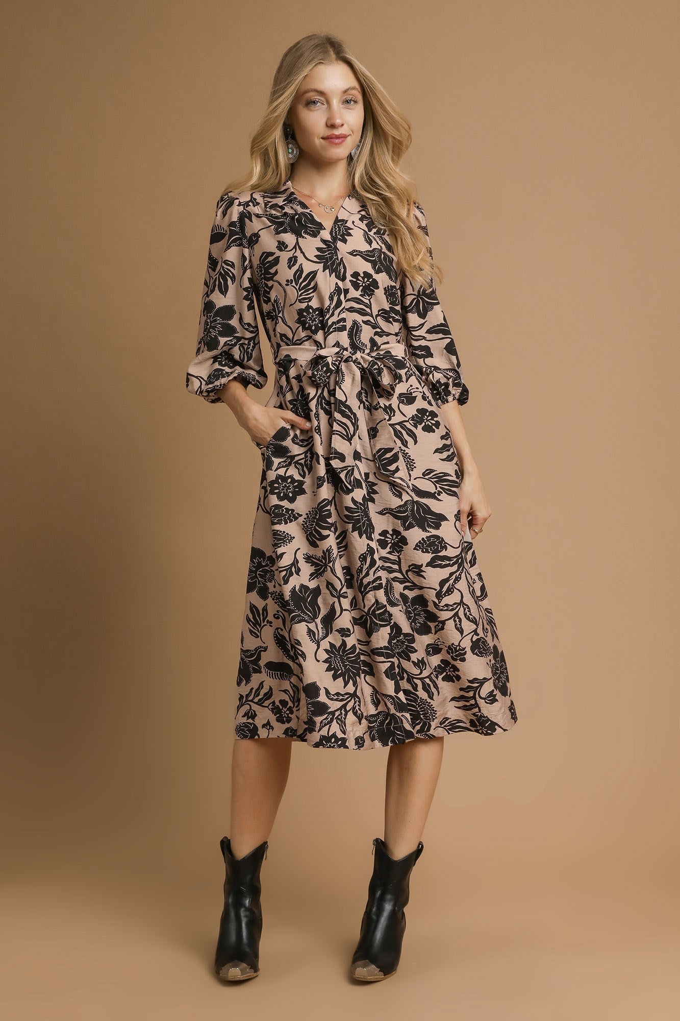 Floral Waist Tie Dress