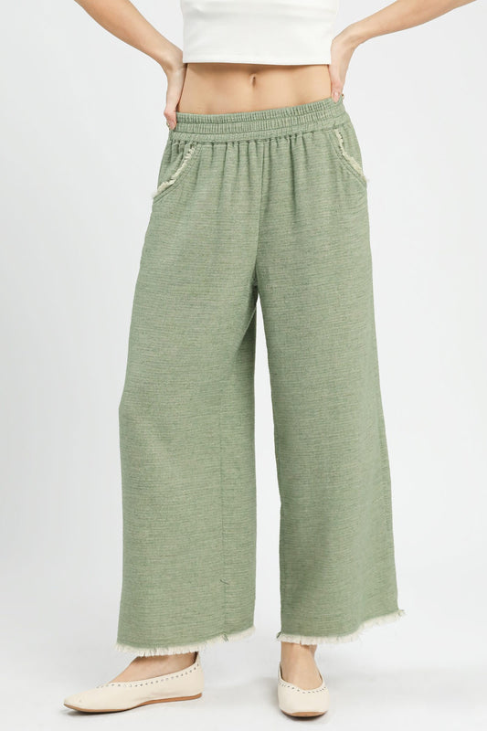 Frayed Hem Flare Pants