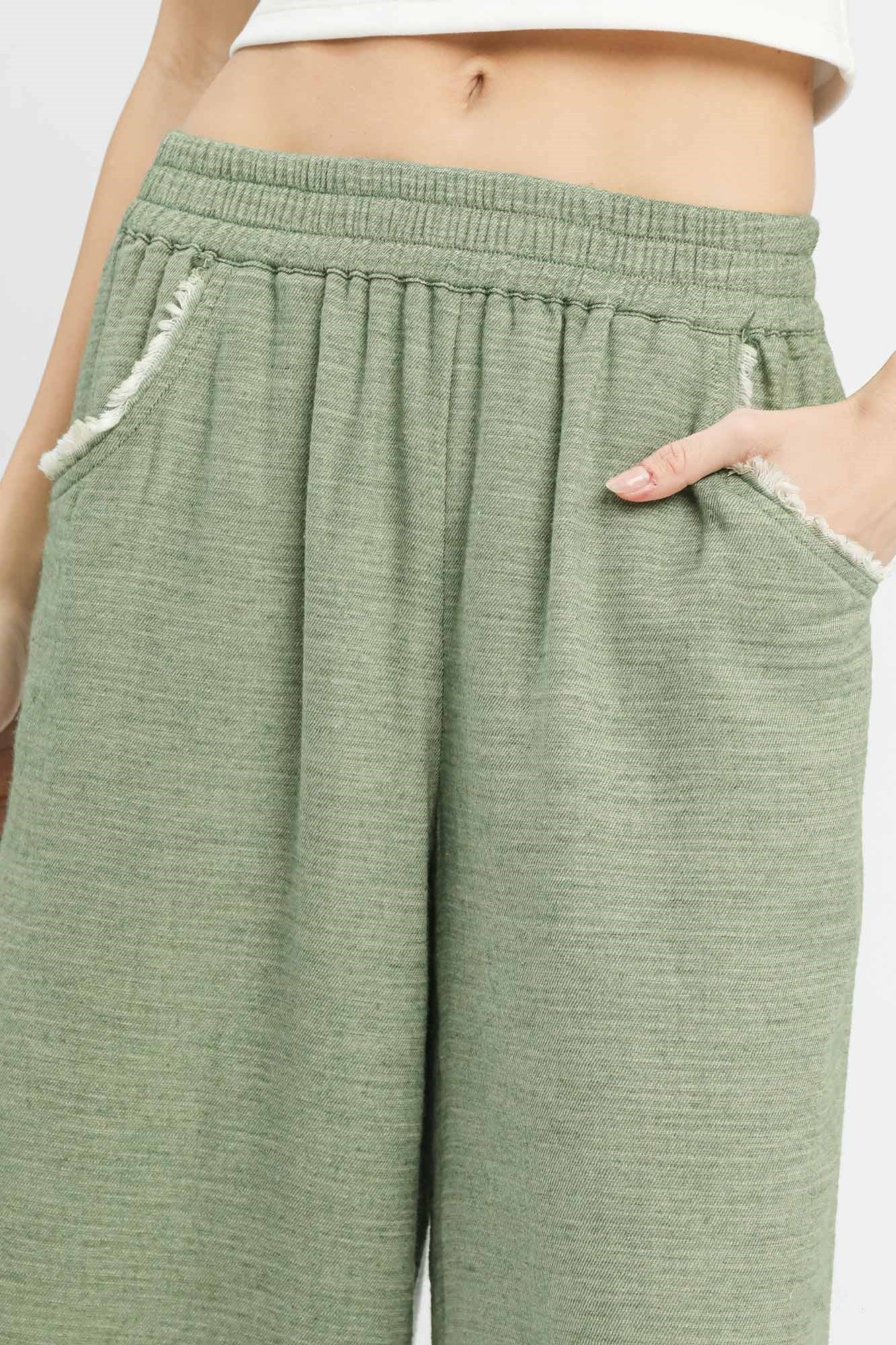 Frayed Hem Flare Pants