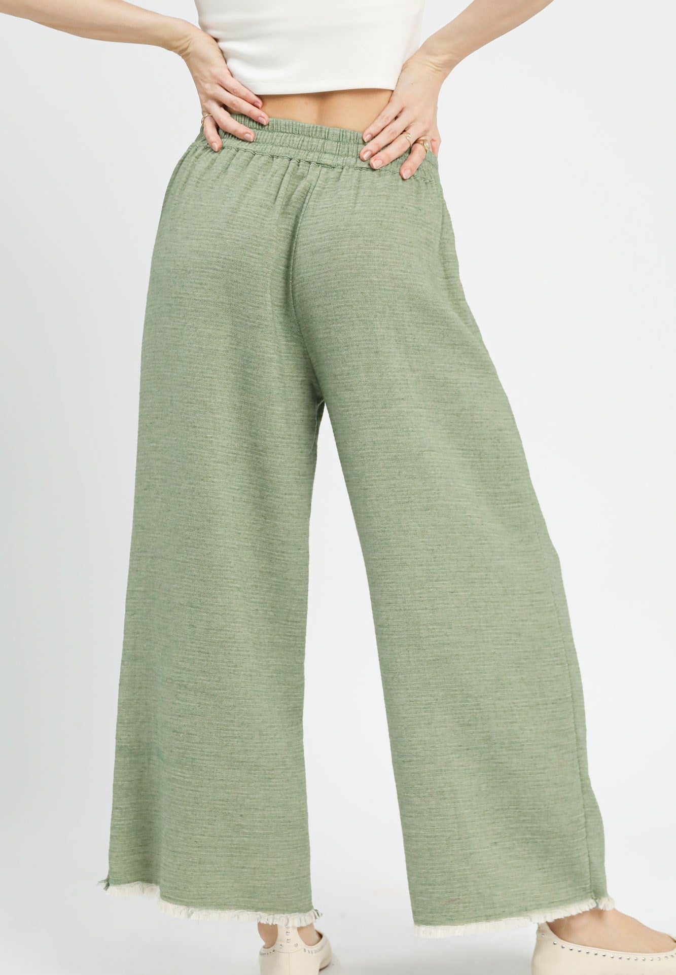 Frayed Hem Flare Pants