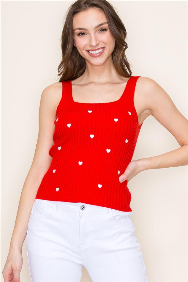 Red Heart Embroidered Tank
