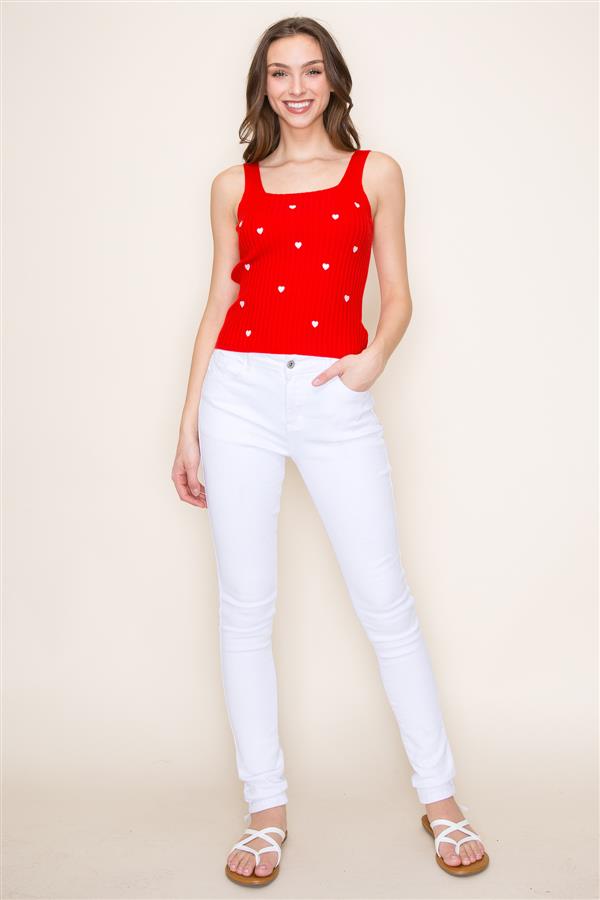 Red Heart Embroidered Tank