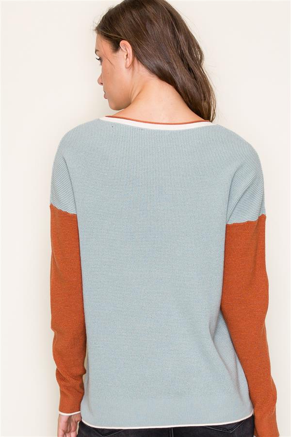 Raw Edge Colorblock Sweater