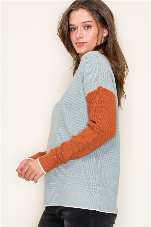 Raw Edge Colorblock Sweater