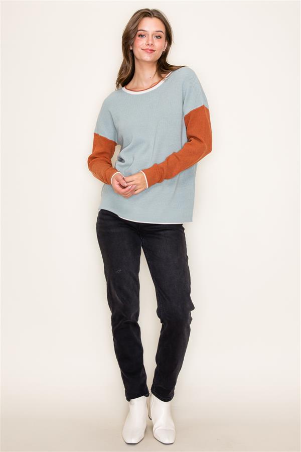 Raw Edge Colorblock Sweater