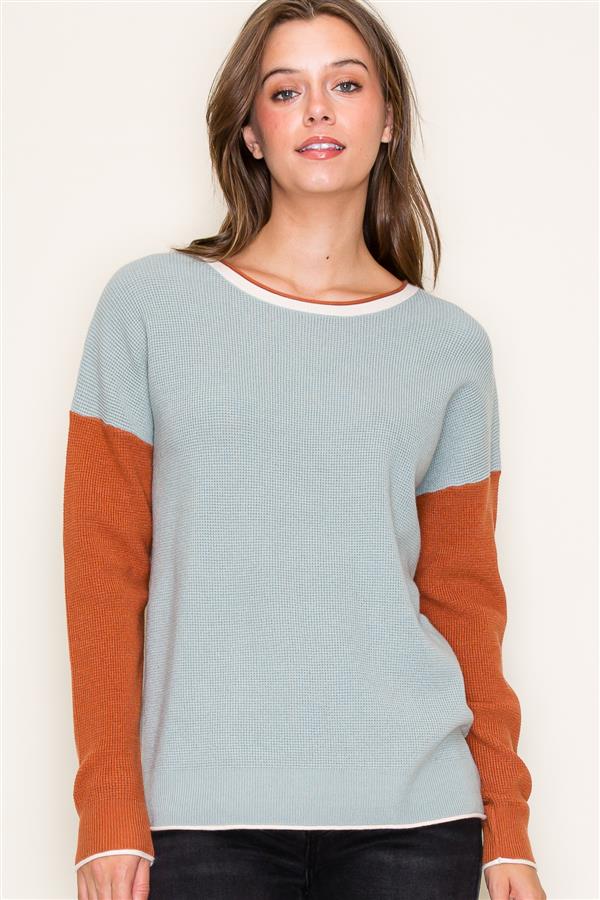 Raw Edge Colorblock Sweater