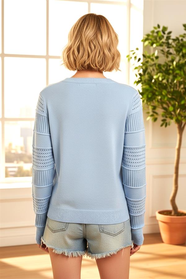 Chambray Multi-Texture Sweater