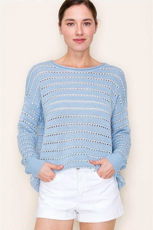 Crochet Stripe Sweater