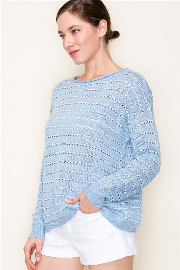 Crochet Stripe Sweater