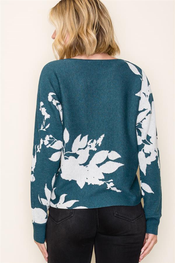 Dolman Sleeve Jacquard Sweater